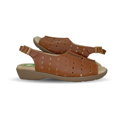 Sandalia de Confort de piel de ternera con Shock Point Capricho 16371 Brandy para mujer