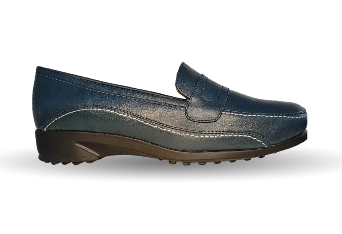 Zapato de Confort y Casual de piel de ternera con Shock Point Capricho 173 Azul Marino para mujer