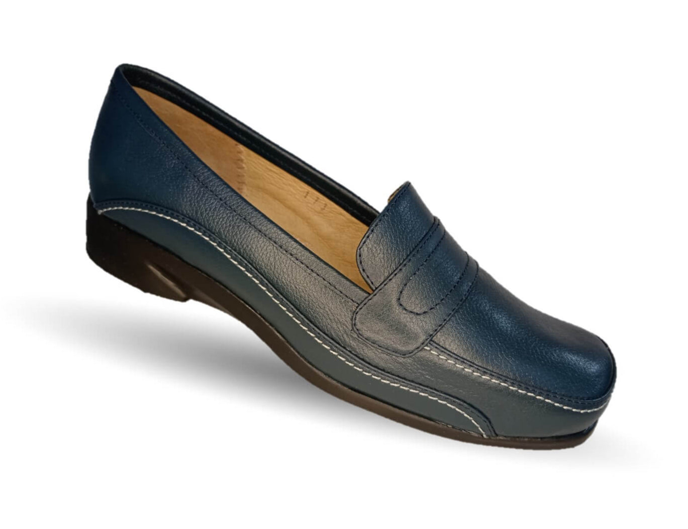 Zapato de Confort y Casual de piel de ternera con Shock Point Capricho 173 Azul Marino para mujer