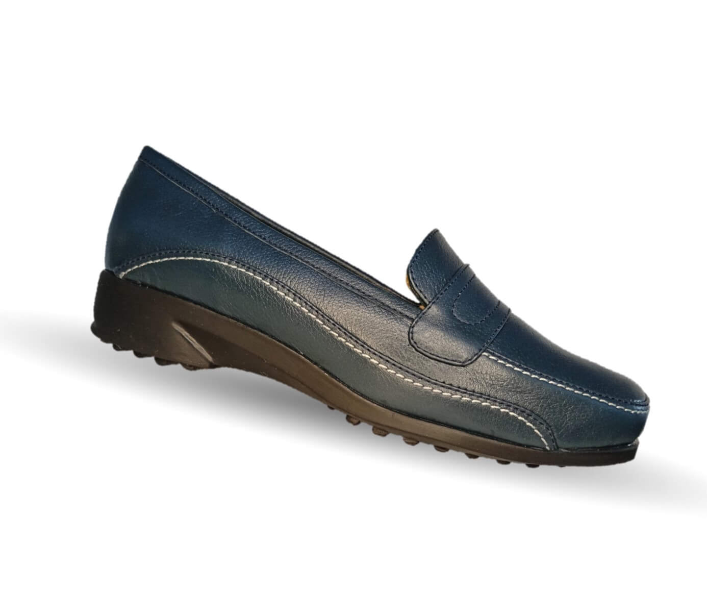 Zapato de Confort y Casual de piel de ternera con Shock Point Capricho 173 Azul Marino para mujer