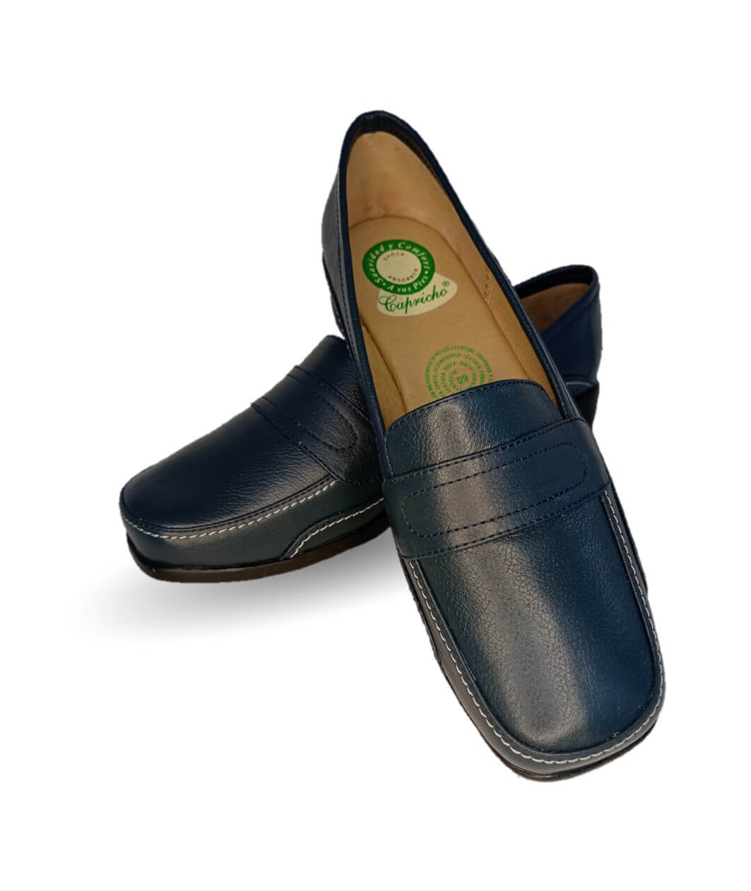 Zapato de Confort y Casual de piel de ternera con Shock Point Capricho 173 Azul Marino para mujer