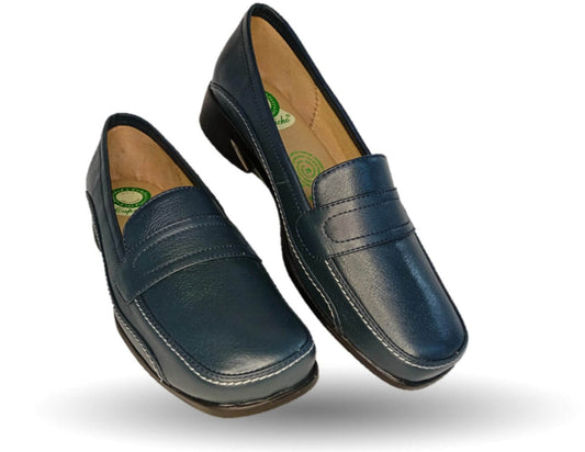 Zapato de Confort y Casual de piel de ternera con Shock Point Capricho 173 Azul Marino para mujer