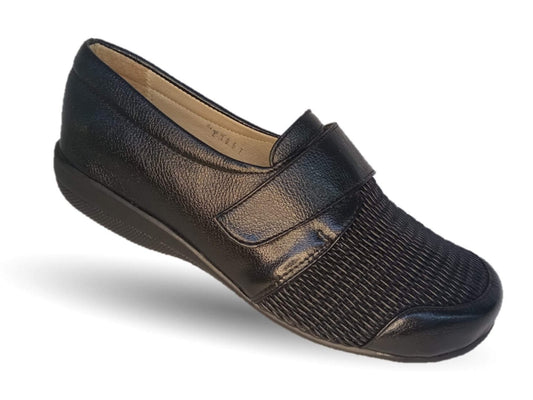 Zapato de Confort y Casual de piel de ternera con Shock Point Capricho 21067 Negro para mujer