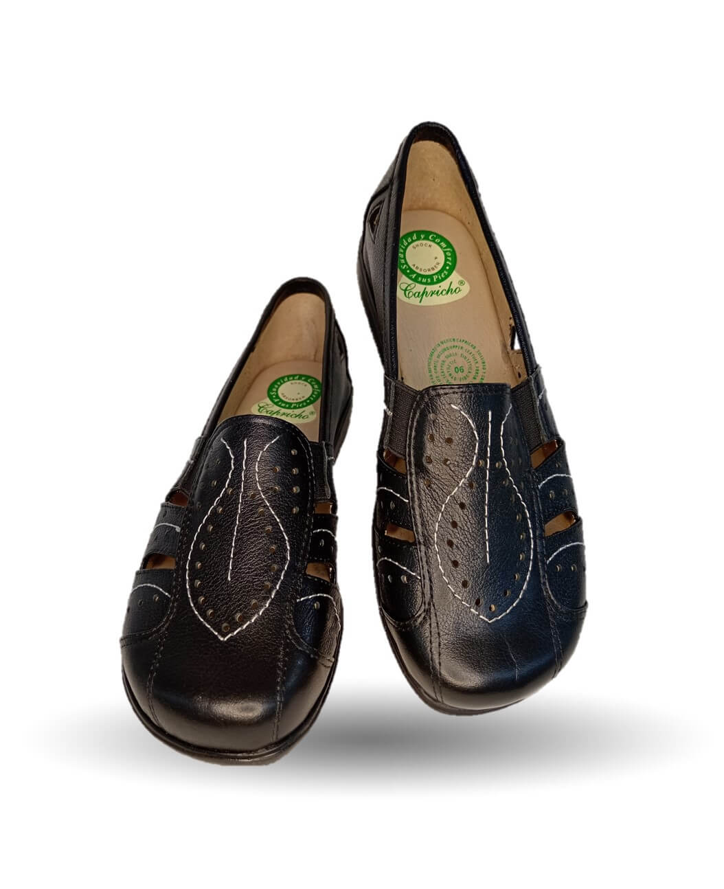 Zapato de Confort y Casual abierto de piel de ternera con Shock Point Capricho 21187 Negro para mujer