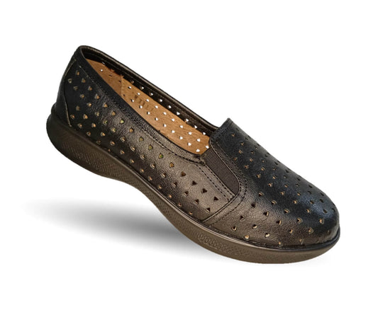 Zapato de Confort y Casual de piel de ternera con suela extra ligera y Shock Point Capricho 23017 Negro para mujer