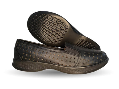 Zapato de Confort y Casual de piel de ternera con suela extra ligera y Shock Point Capricho 23017 Negro para mujer