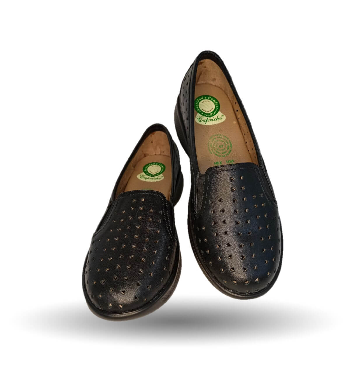 Zapato de Confort y Casual de piel de ternera con suela extra ligera y Shock Point Capricho 23017 Negro para mujer