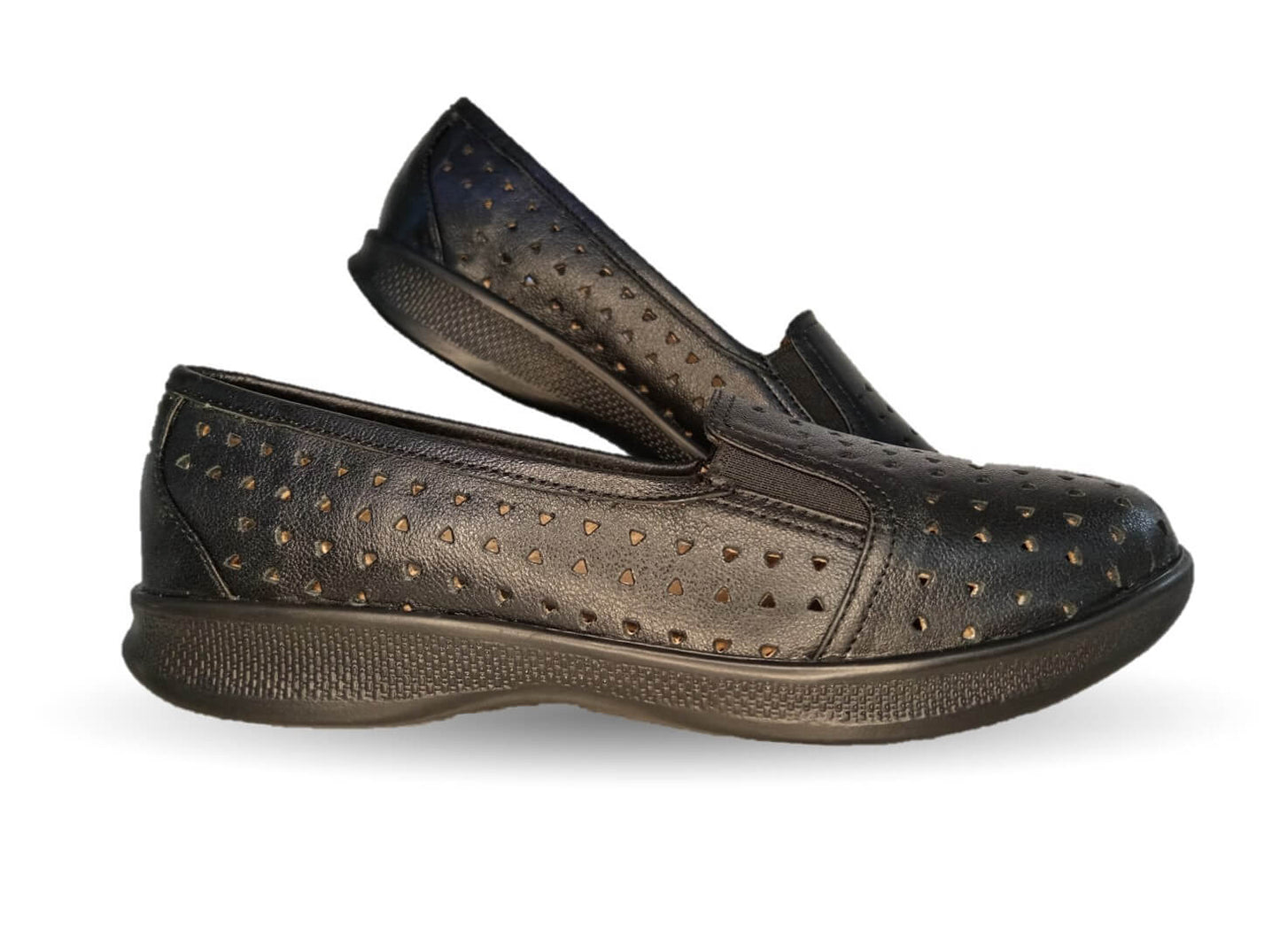 Zapato de Confort y Casual de piel de ternera con suela extra ligera y Shock Point Capricho 23017 Negro para mujer