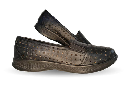 Zapato de Confort y Casual de piel de ternera con suela extra ligera y Shock Point Capricho 23017 Negro para mujer
