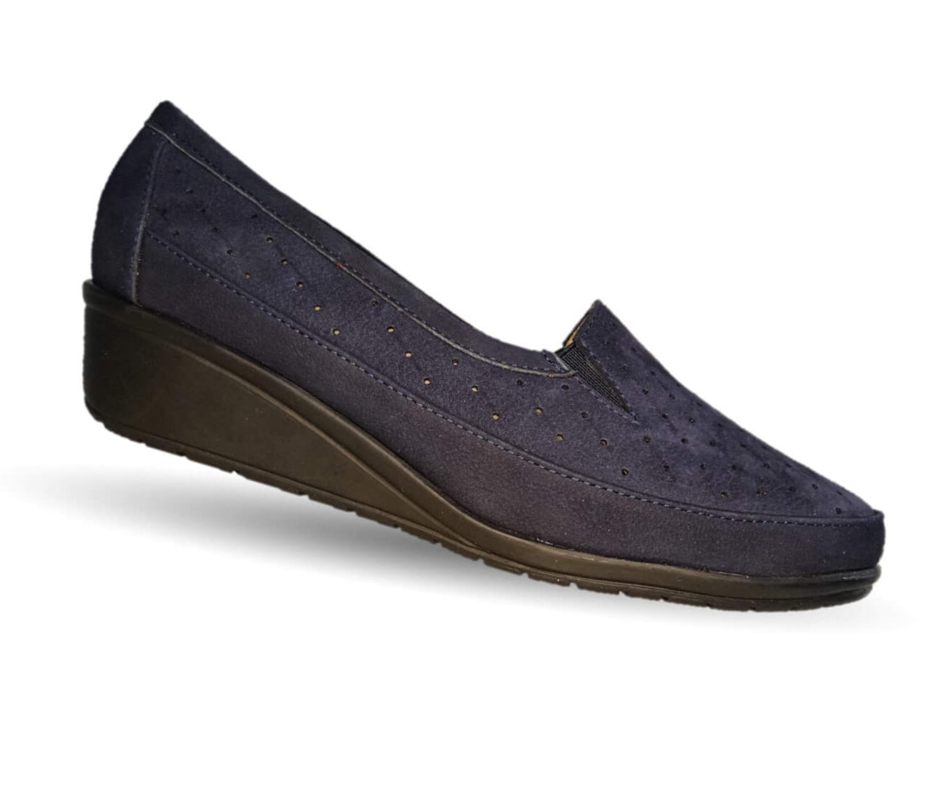 Zapato de Confort y Casual de piel de ternera con Shock Point Capricho 6041 Nobuck Azul para mujer
