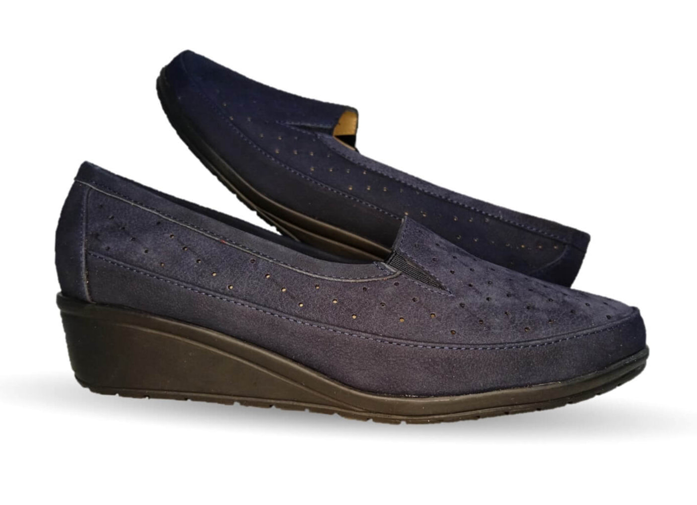 Zapato de Confort y Casual de piel de ternera con Shock Point Capricho 6041 Nobuck Azul para mujer