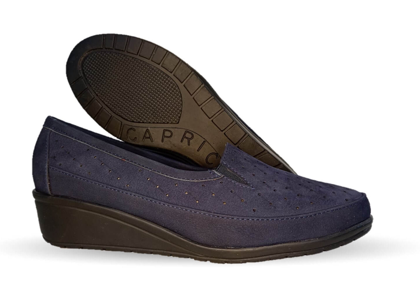 Zapato de Confort y Casual de piel de ternera con Shock Point Capricho 6041 Nobuck Azul para mujer
