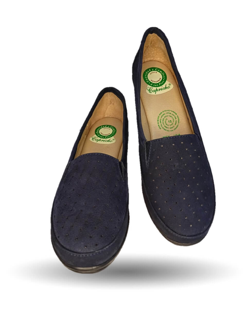 Zapato de Confort y Casual de piel de ternera con Shock Point Capricho 6041 Nobuck Azul para mujer