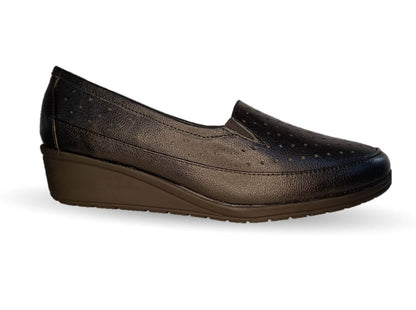 Zapato de Confort y Casual de piel de ternera con Shock Point Capricho 6041 Negro para mujer