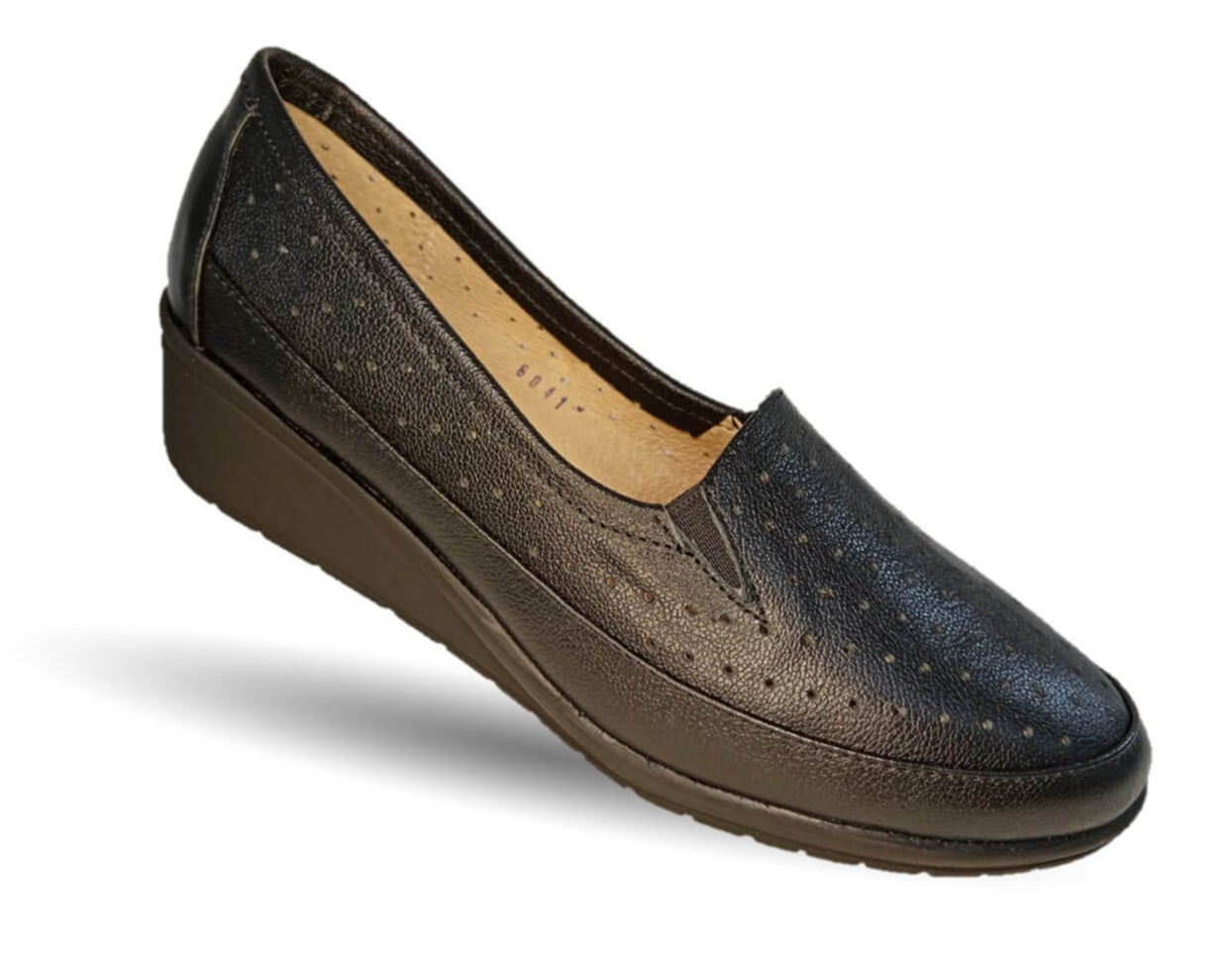 Zapato de Confort y Casual de piel de ternera con Shock Point Capricho 6041 Negro para mujer