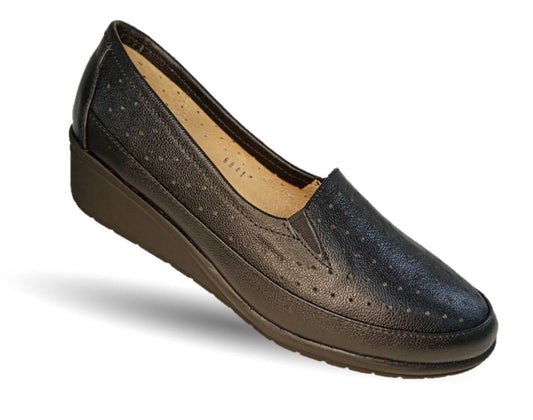 Zapato de Confort y Casual de piel de ternera con Shock Point Capricho 6041 Negro para mujer