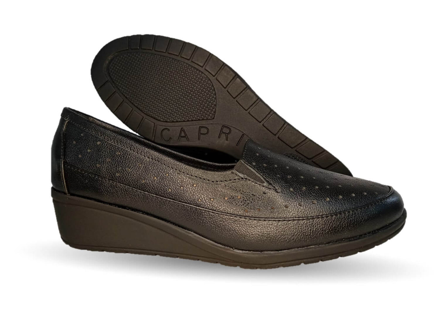 Zapato de Confort y Casual de piel de ternera con Shock Point Capricho 6041 Negro para mujer