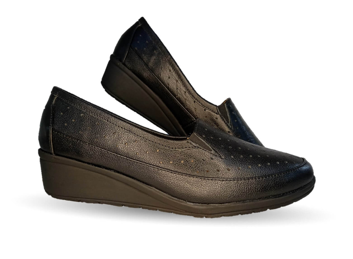 Zapato de Confort y Casual de piel de ternera con Shock Point Capricho 6041 Negro para mujer