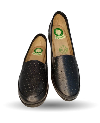 Zapato de Confort y Casual de piel de ternera con Shock Point Capricho 6041 Negro para mujer