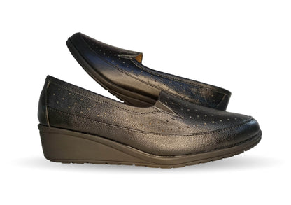 Zapato de Confort y Casual de piel de ternera con Shock Point Capricho 6041 Negro para mujer
