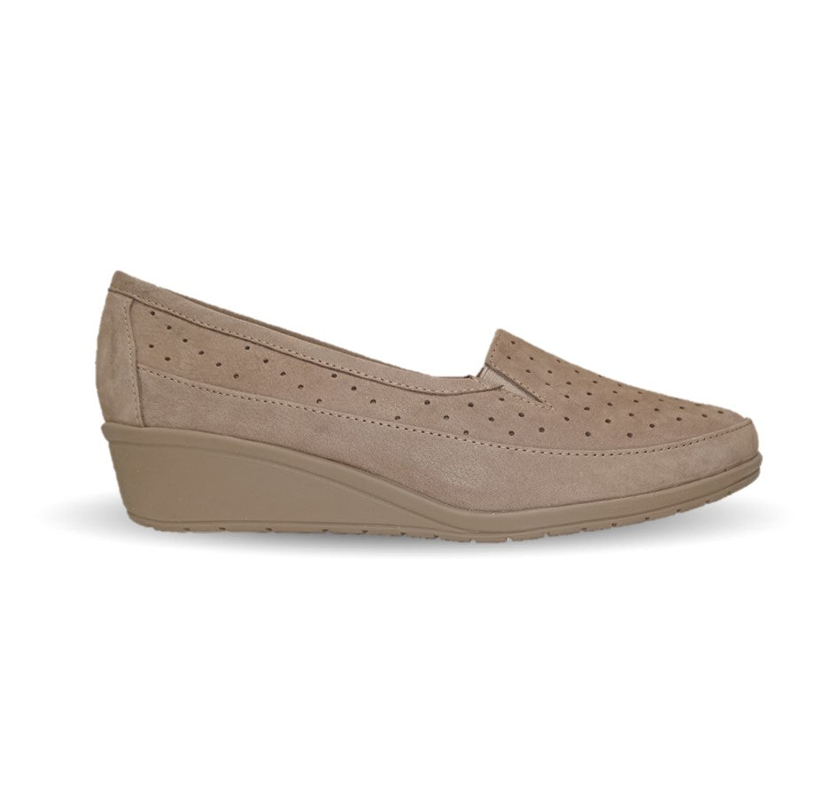 Zapato de Confort y Casual de piel de ternera con Shock Point Capricho 6041 Nobuck Nuez para mujer