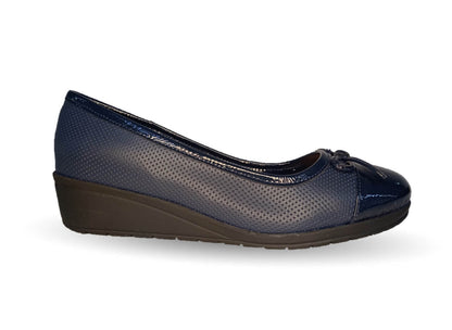 Zapato de Confort y Casual de piel de ternera con Shock Point Capricho 6129 Azul Marino para mujer