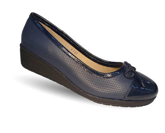 Zapato de Confort y Casual de piel de ternera con Shock Point Capricho 6129 Azul Marino para mujer