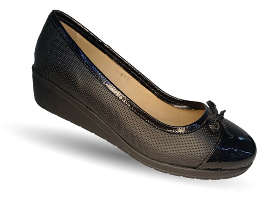 Zapato de Confort y Casual de piel de ternera con Shock Point Capricho 6129 Negro para mujer
