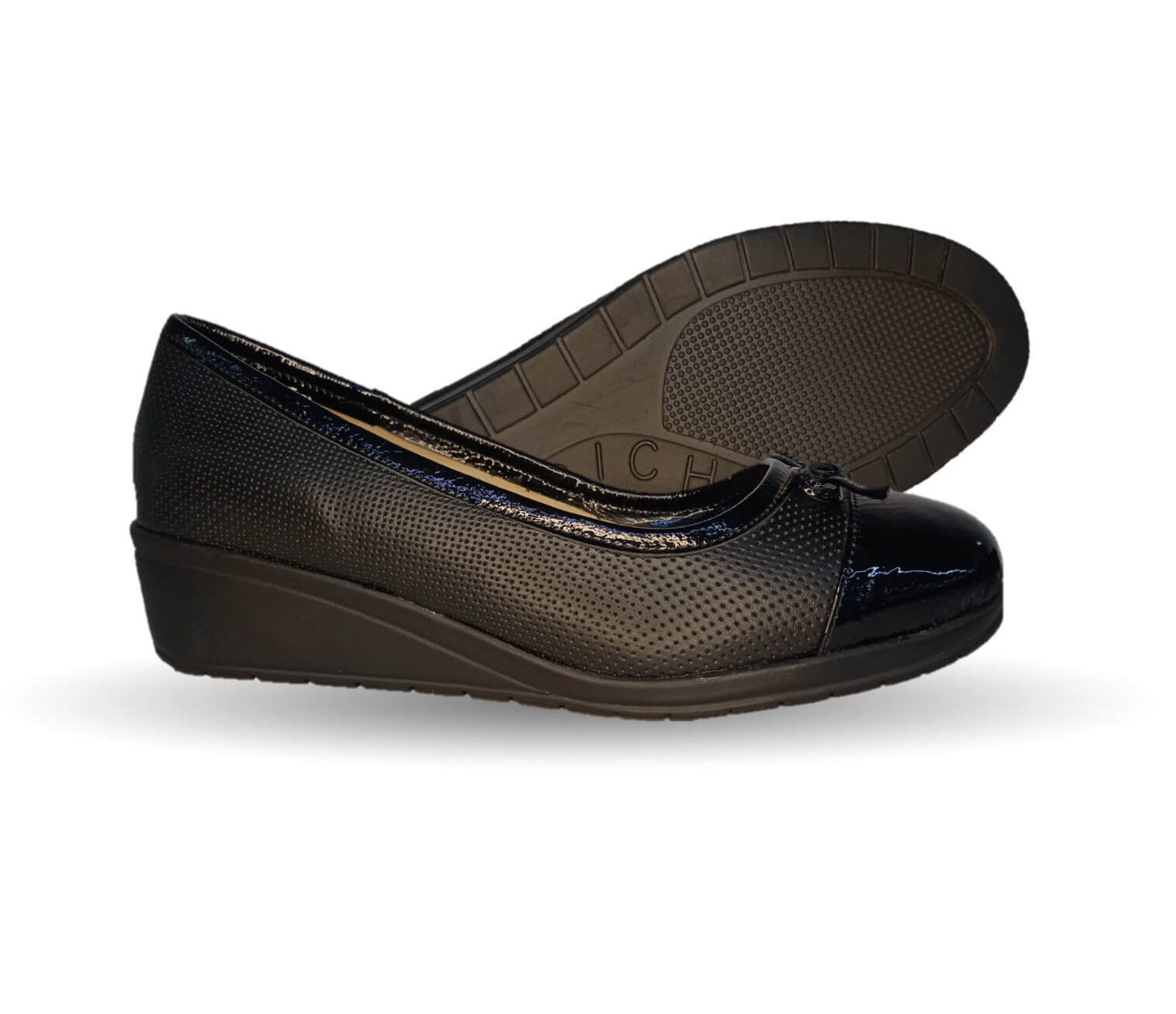 Zapato de Confort y Casual de piel de ternera con Shock Point Capricho 6129 Negro para mujer