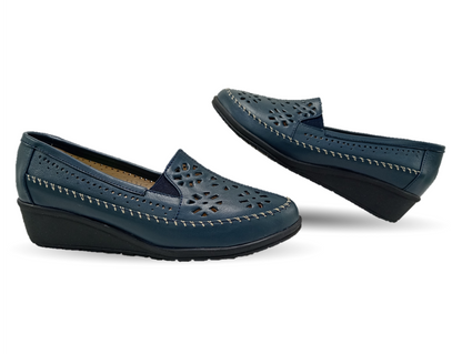 Zapato de Confort y Casual de piel de ternera con Shock Point Capricho 6254 Marino para mujer