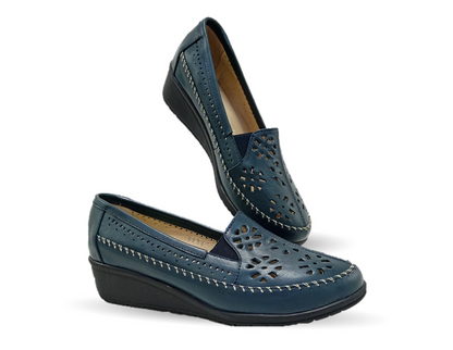 Zapato de Confort y Casual de piel de ternera con Shock Point Capricho 6254 Marino para mujer