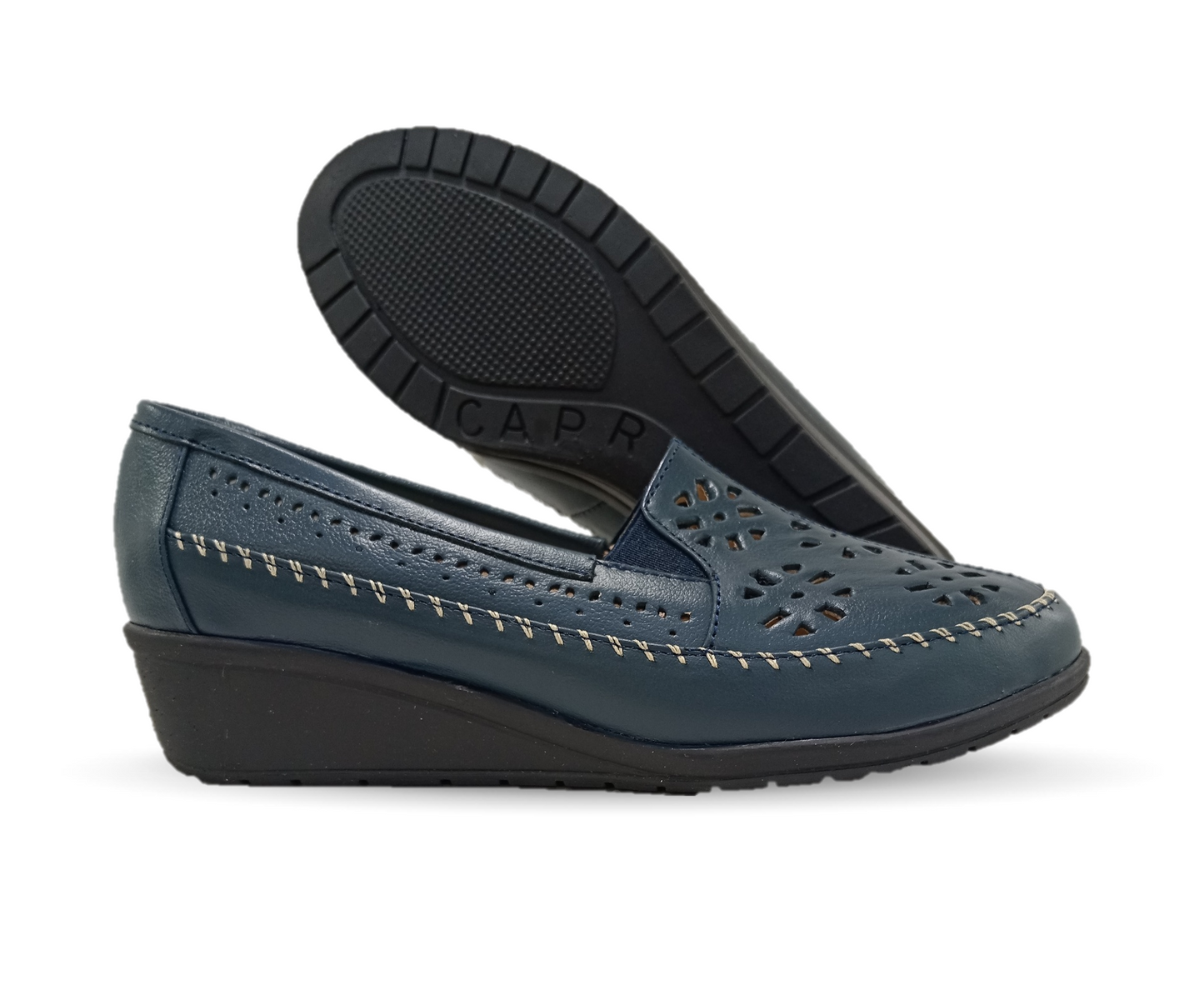 Zapato de Confort y Casual de piel de ternera con Shock Point Capricho 6254 Marino para mujer