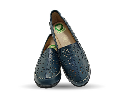 Zapato de Confort y Casual de piel de ternera con Shock Point Capricho 6254 Marino para mujer