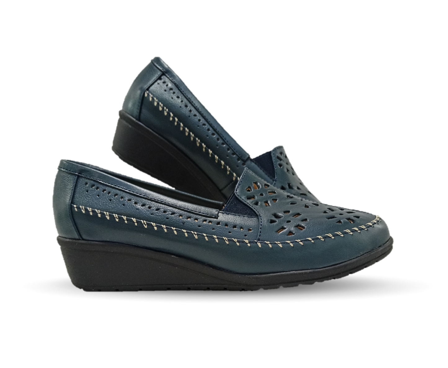 Zapato de Confort y Casual de piel de ternera con Shock Point Capricho 6254 Marino para mujer