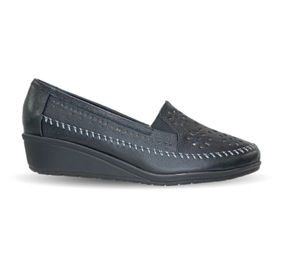 Zapato de Confort y Casual de piel de ternera con Shock Point Capricho 6254 Negro para mujer