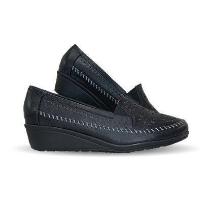 Zapato de Confort y Casual de piel de ternera con Shock Point Capricho 6254 Negro para mujer
