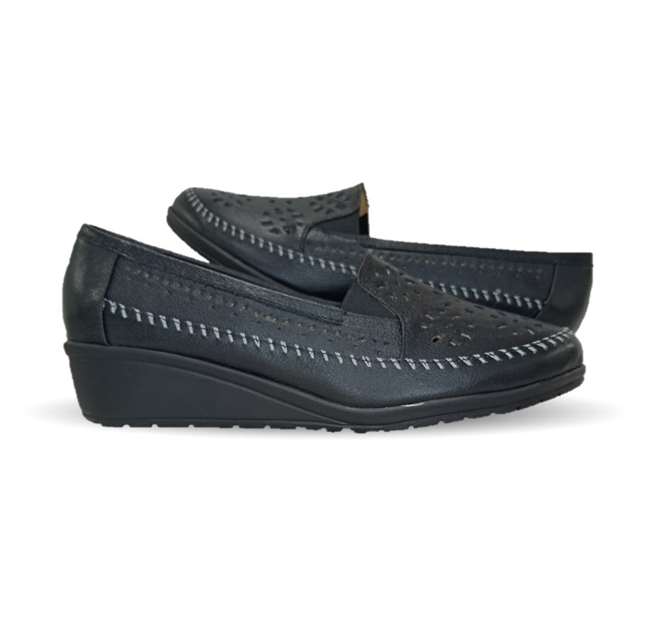 Zapato de Confort y Casual de piel de ternera con Shock Point Capricho 6254 Negro para mujer