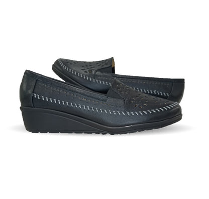 Zapato de Confort y Casual de piel de ternera con Shock Point Capricho 6254 Negro para mujer