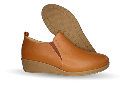 Zapato tipo Botín de Confort y Casual de piel de ternera con Shock Point Capricho 6258 Brandy para mujer