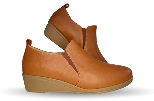 Zapato tipo Botín de Confort y Casual de piel de ternera con Shock Point Capricho 6258 Brandy para mujer