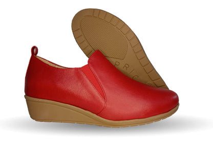 Zapato tipo Botín de Confort y Casual de piel de ternera con Shock Point Capricho 6258 Red para mujer