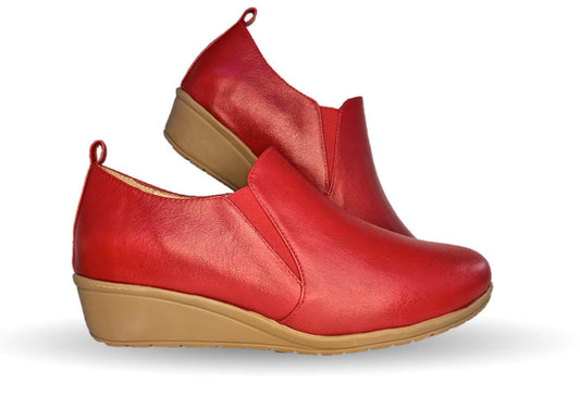 Zapato tipo Botín de Confort y Casual de piel de ternera con Shock Point Capricho 6258 Red para mujer
