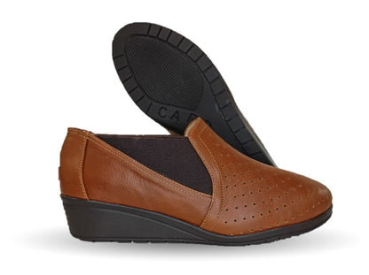 Botín de Confort y Casual de piel de ternera con Shock Point Capricho 6277 Brandy para mujer