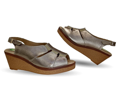 Sandalia de Confort de piel de ternera con Shock Point Capricho 66008 Seda para mujer