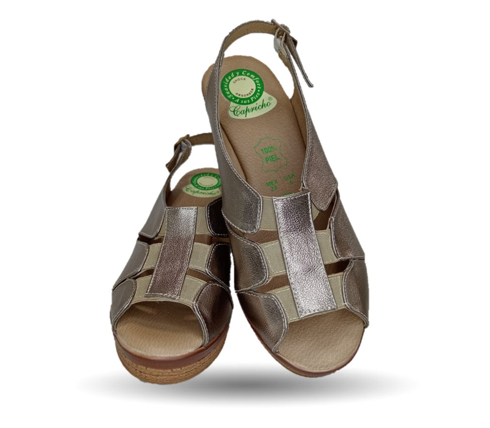 Sandalia de Confort de piel de ternera con Shock Point Capricho 66008 Seda para mujer