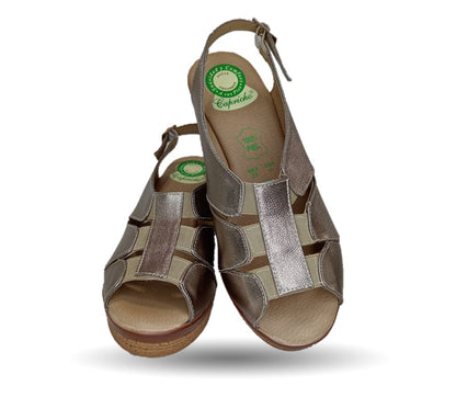 Sandalia de Confort de piel de ternera con Shock Point Capricho 66008 Seda para mujer