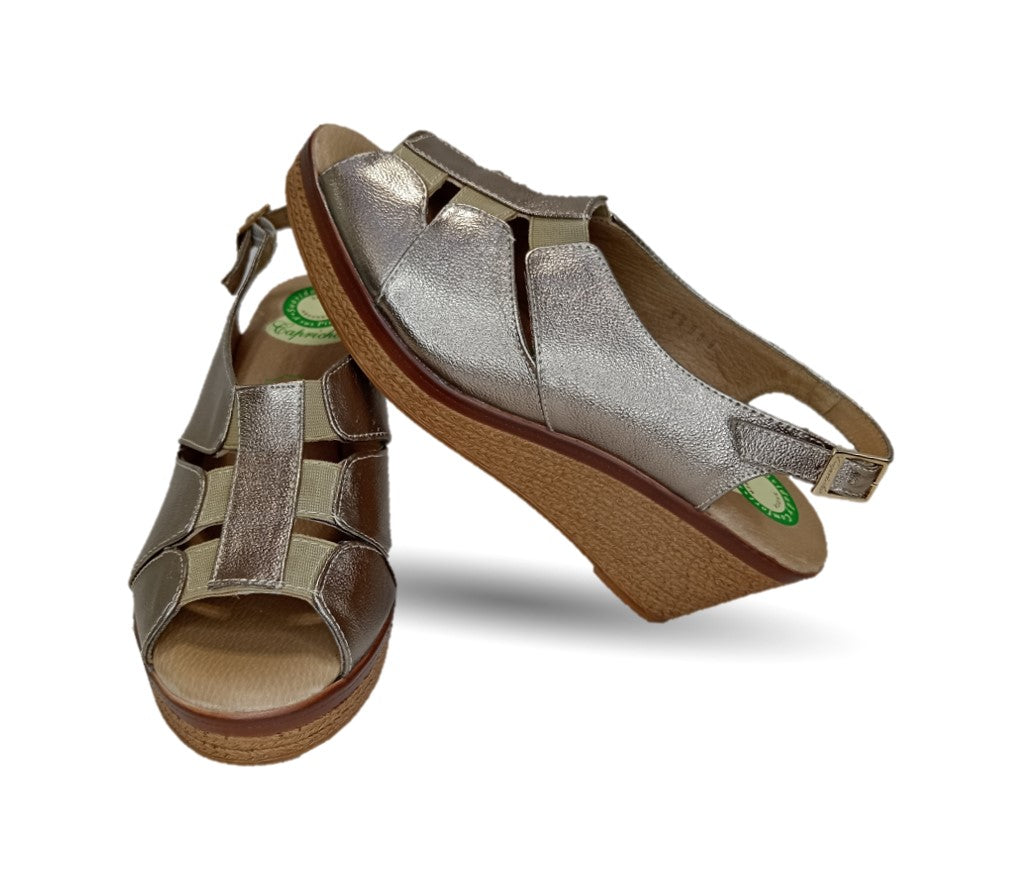 Sandalia de Confort de piel de ternera con Shock Point Capricho 66008 Seda para mujer