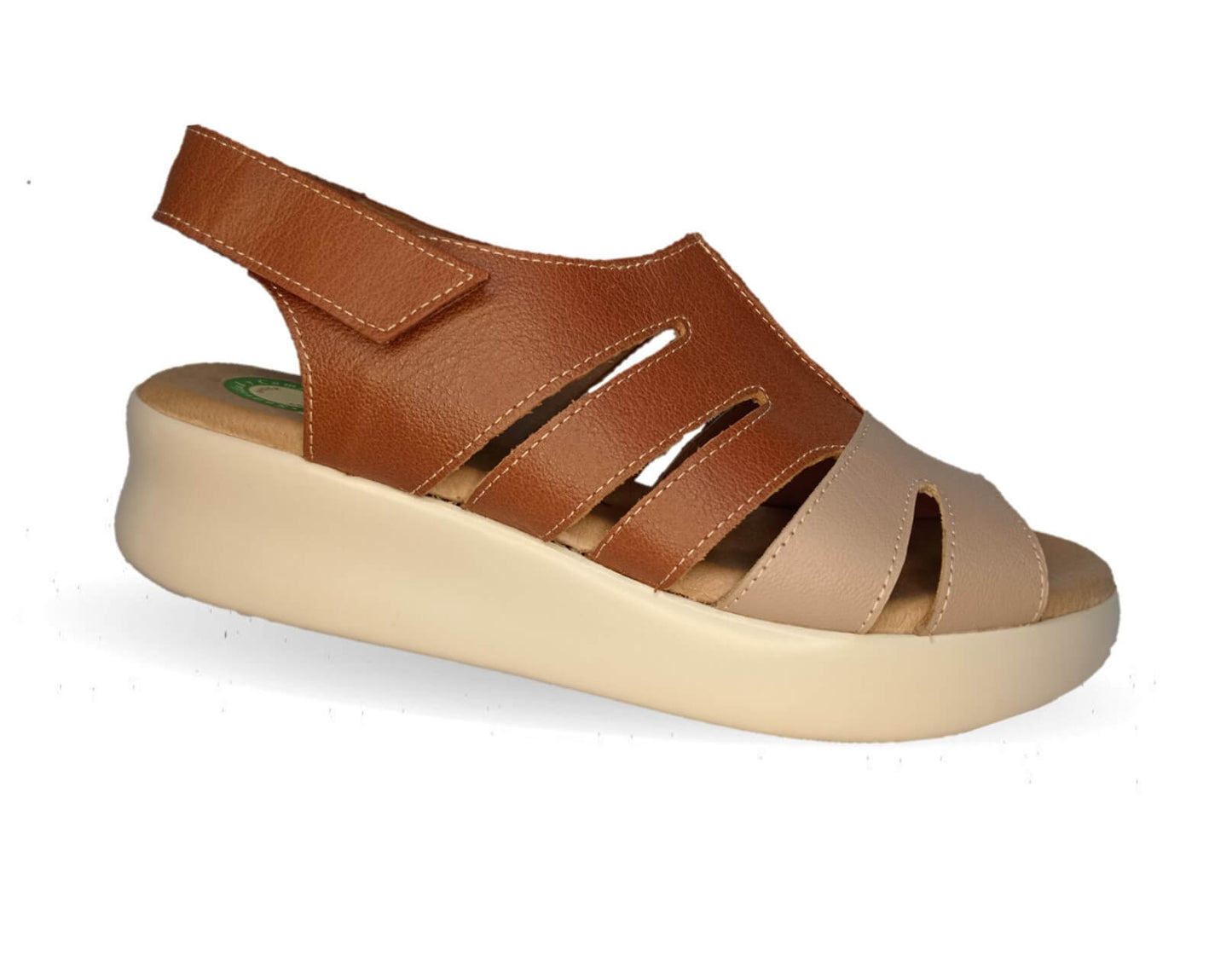 Sandalia de Confort de piel de ternera con Shock Point Capricho 69014 Brandy para mujer