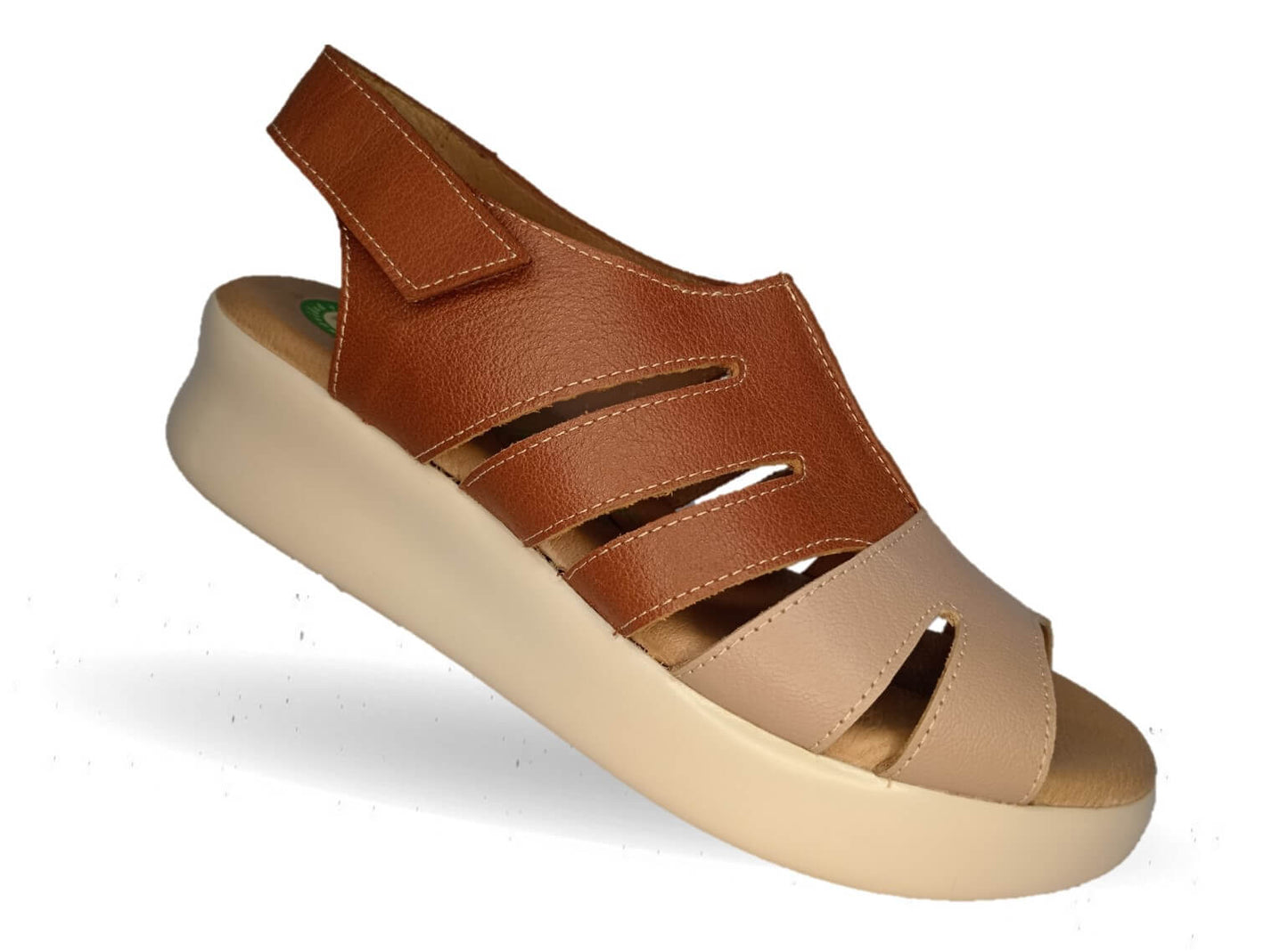 Sandalia de Confort de piel de ternera con Shock Point Capricho 69014 Brandy para mujer