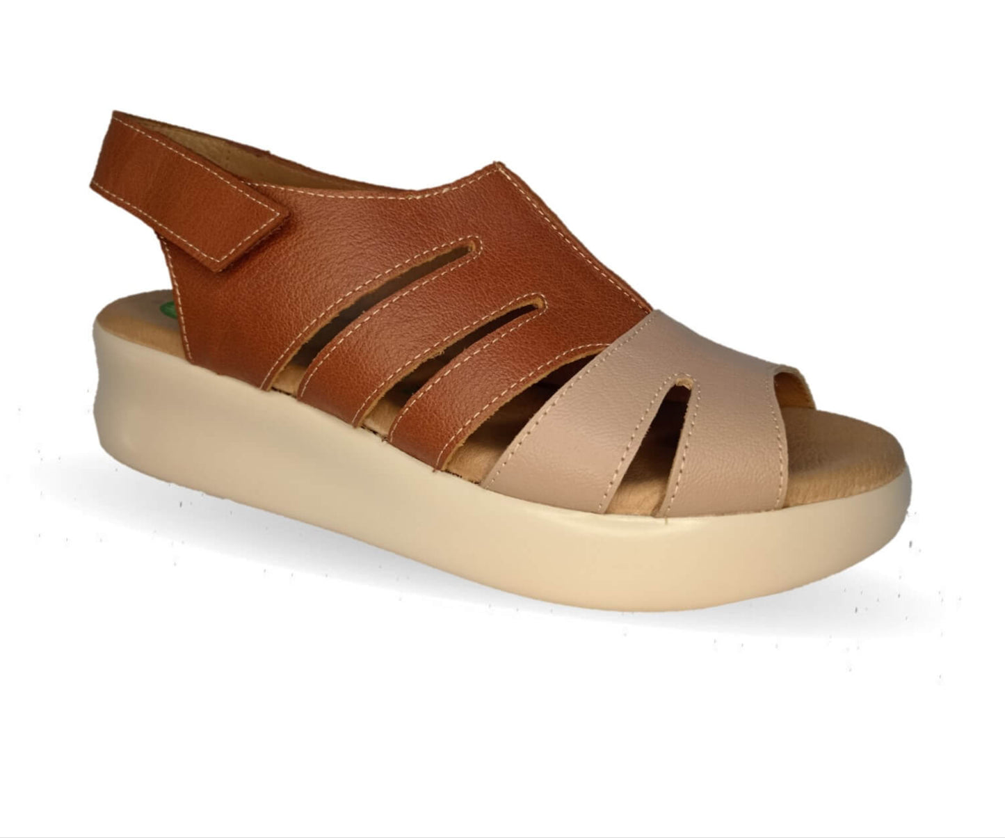 Sandalia de Confort de piel de ternera con Shock Point Capricho 69014 Brandy para mujer